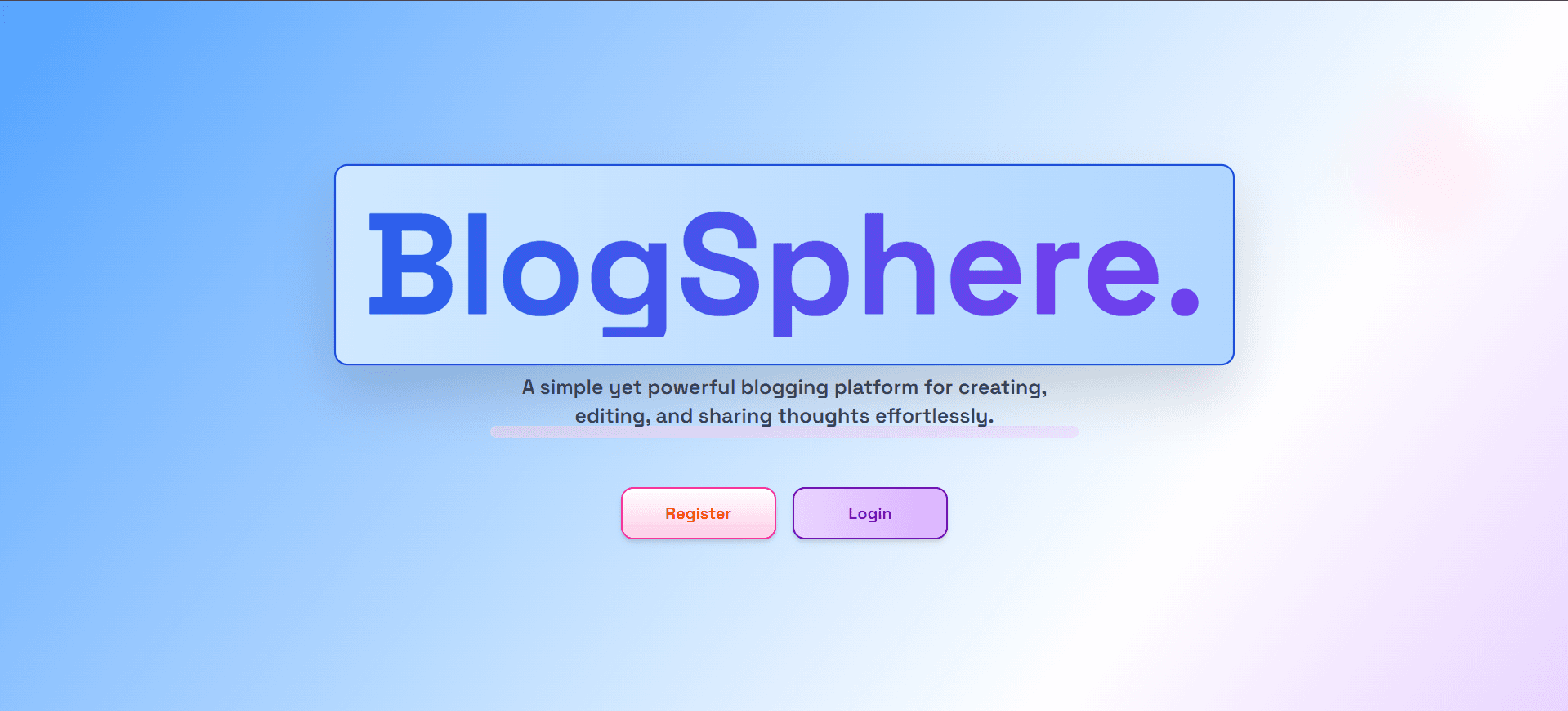 BlogSphere project screenshot